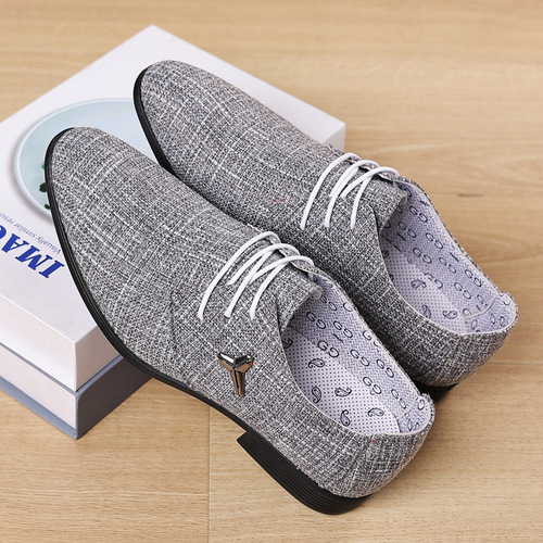 Men's large size cloth shoes breathable pointed toe linen canvas shoes formal men's shoes business casual shoes Beijing old cloth shoes