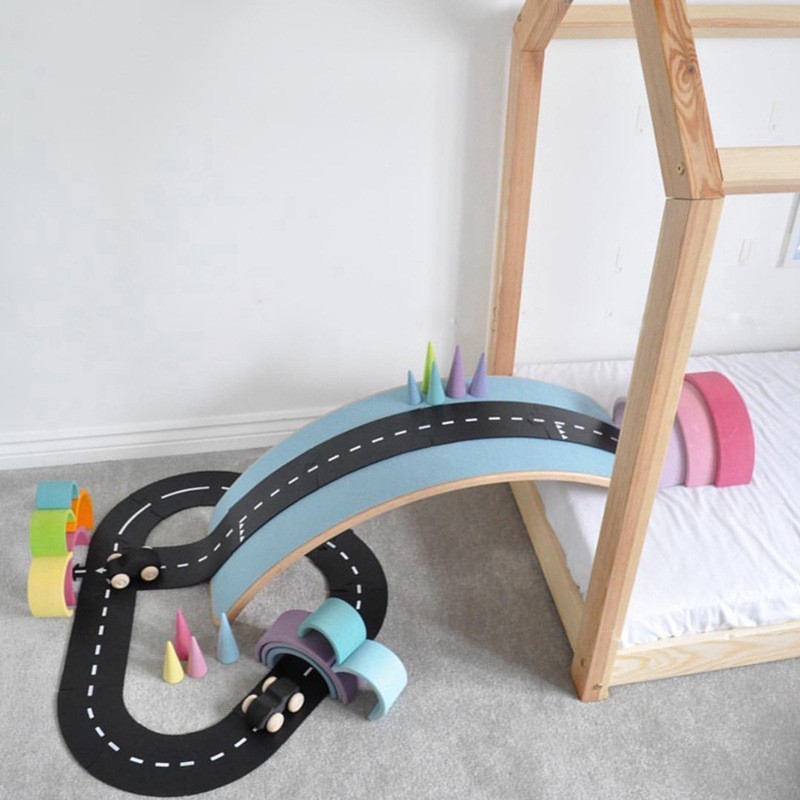 イン子供の車の高速道路スプライシングトラックパズルおもちゃ高速道路構築 PVC ソフトゴムおもちゃ|undefined