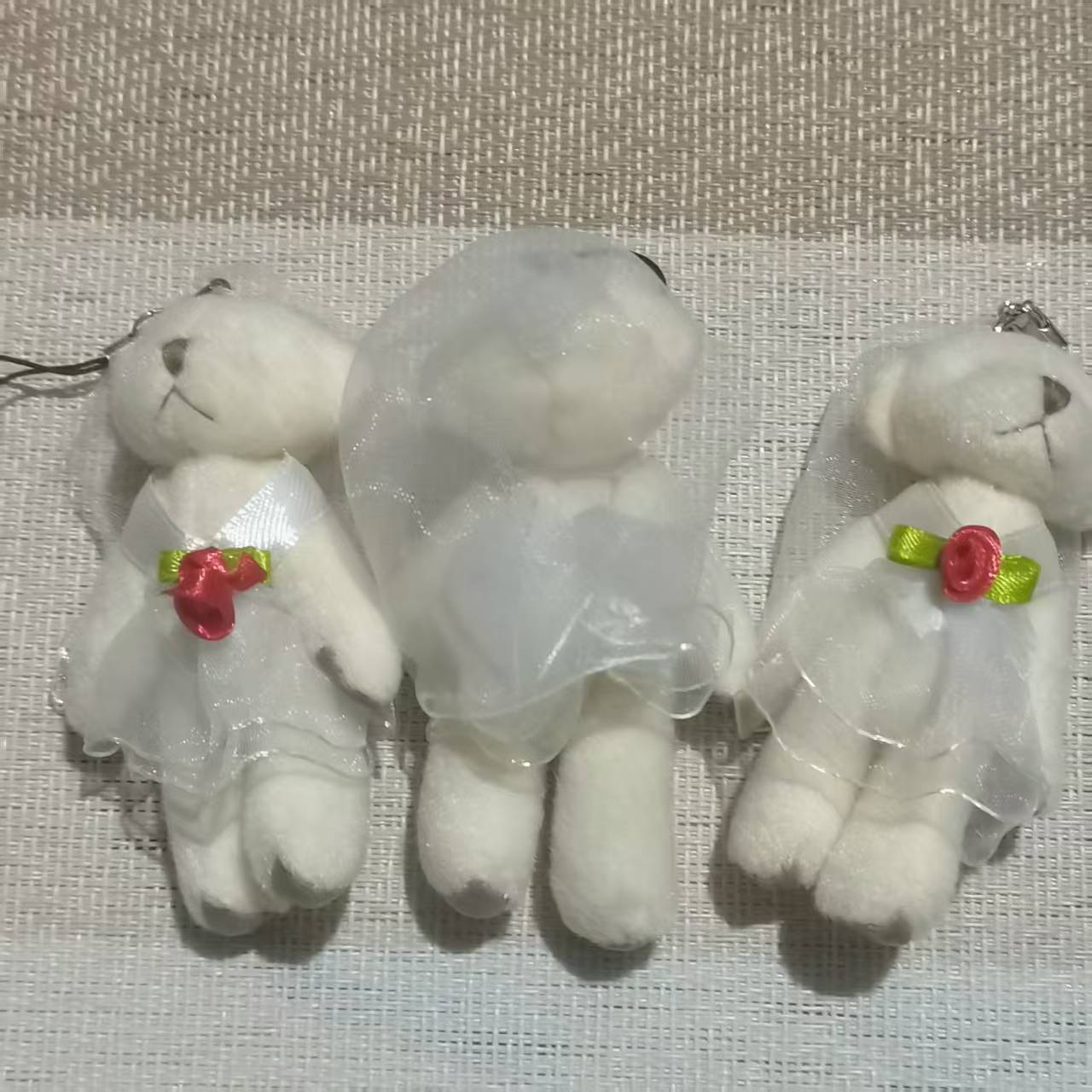 5cmカップル尾品公仔ストラップトランペットミニ関節熊兎拉毛布茶色イヤリングアクセサリー