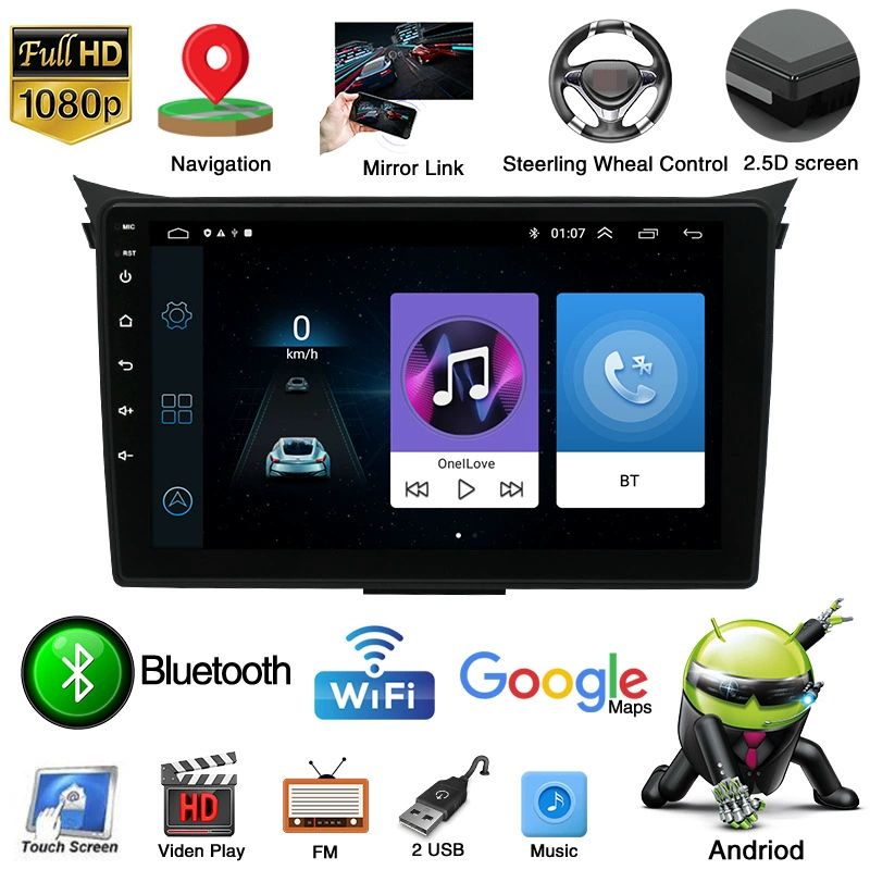 Для Hyundai i30 (2011–2017) Android-монитор навигации с экраном, интегрированная система с камерой заднего вида