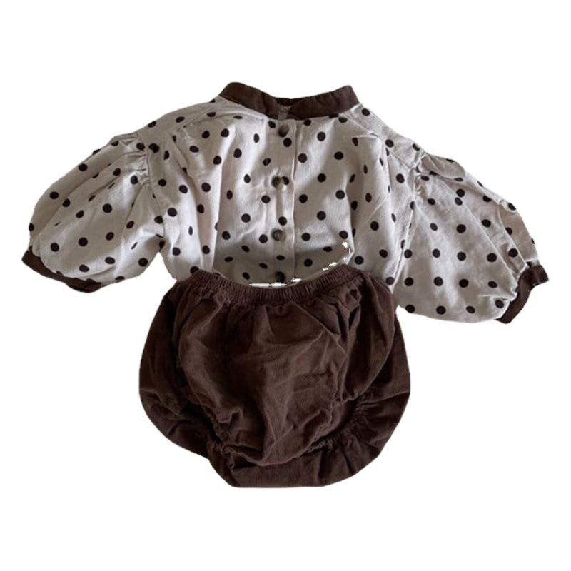 Camisa de muñeca de lunares de Bebé Ropa de Primavera de Bebé Ropa de estilo coreano para niños bebé primavera y otoño camisa de color de contraste de manga larga ropa para niños