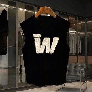 Pure Cotton 2025 Summer Vest Men's Trendy Brand Loose Round Neck T-Shirt Hong Kong Style Sports Sleeveless Vest Fitness Top