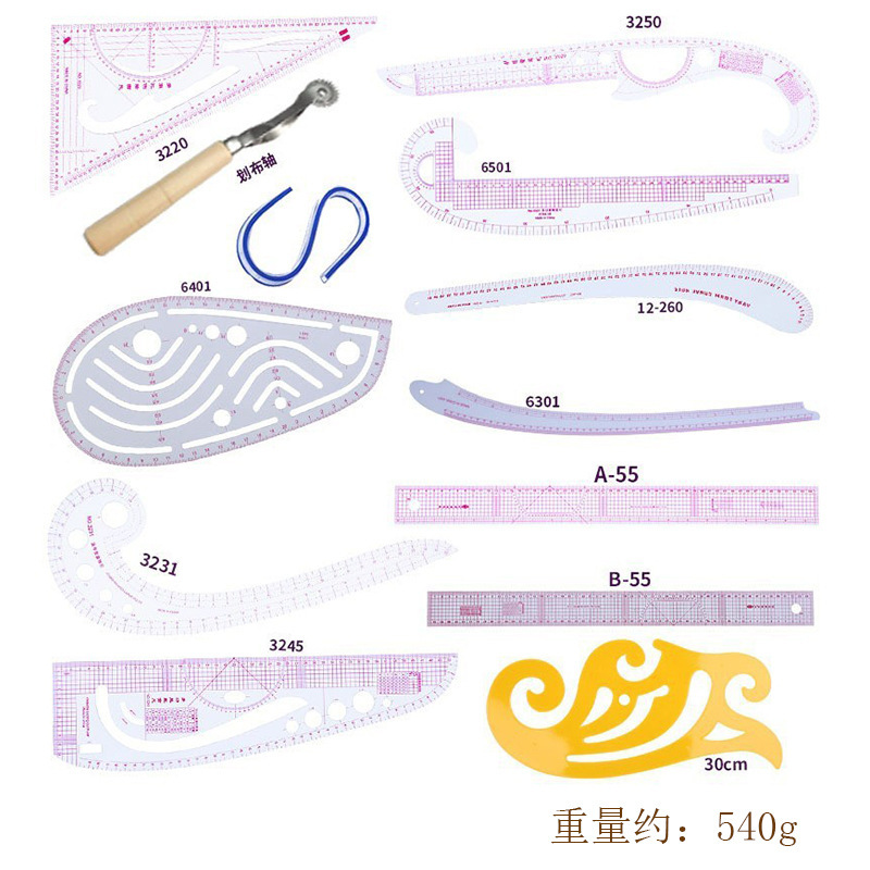 Diseño de ropa Regla de fabricación de patrones Regla de patrones Regla de patchwork Regla de corte Regla de corte Regla de arco Regla suave Regla de coser