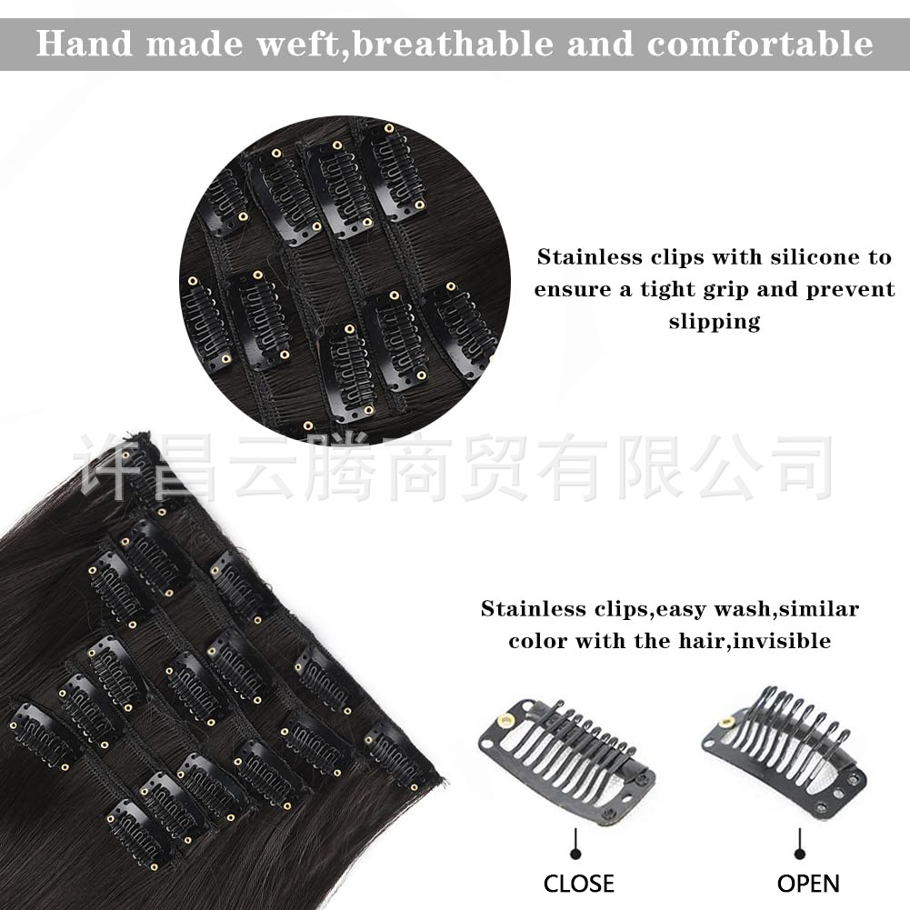 Piezas de 6 piezas para el cabello con tarjeta, piezas para cabello lacio europeo y americano, piezas para pelucas, piezas para cabello sin costuras, 24 "cabello de fibra química resistente al calor