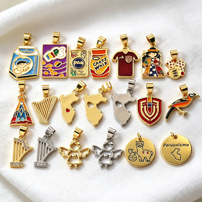 Cross-Border Amazon Temu Hot-Selling Oil-Drip Zircon Shield National Flag Map Hand Jewelry Bracelet Accessory Pendant