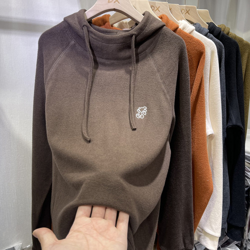 1633#【New 2025 Autumn/Winter】Double-sided Fleece Hooded Crewneck Sweatshirt for Women 2025 Autumn/Winter Warmth German Fleece