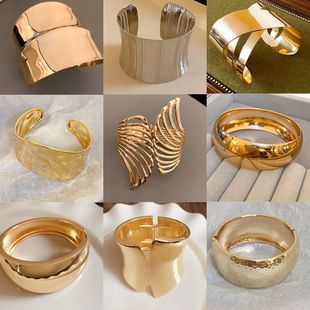 European and American cold style double-layer hollow arm ring cross-border exaggerated atmospheric bracelet fashionable high-end temperament hand accessories