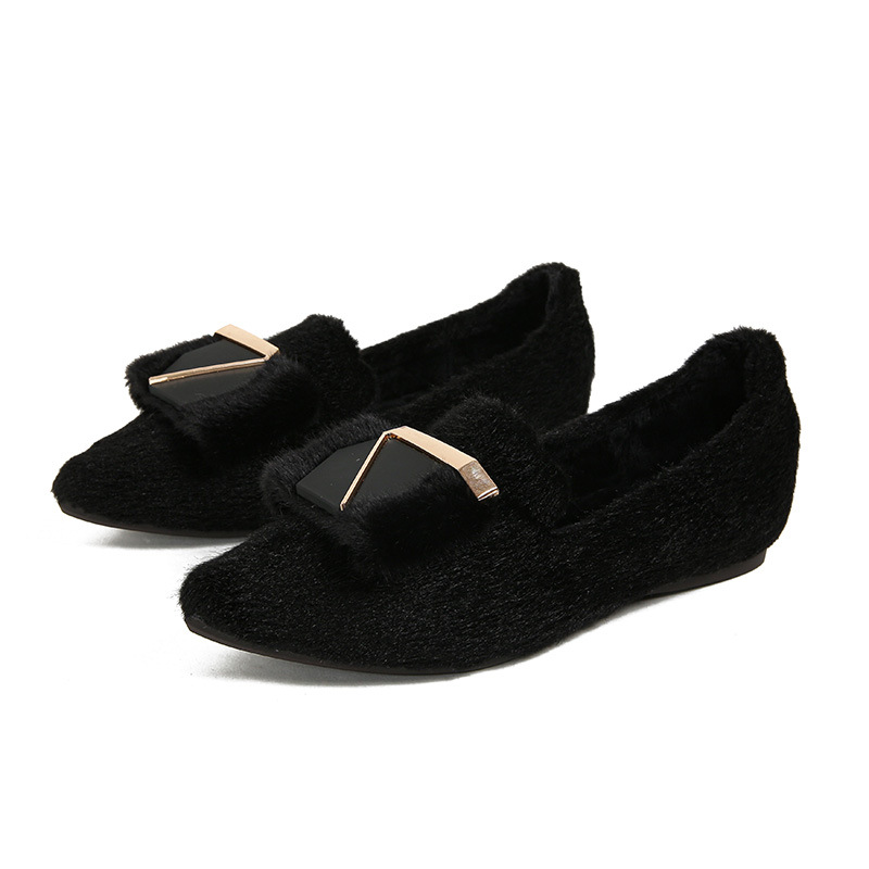New Outwear 2024 New One Step Step Plush Bean Shoes Diao Mao Single Shoes Large Women's Shoes 41-43