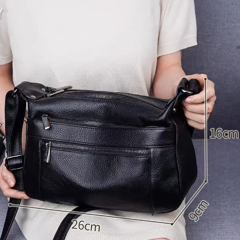 Fábrica transfronteriza de bolsos de cuero para mujeres operación directa de la primera capa de cuero de vaca hombro con bolsa de cuero suave de varios bolsillos bolsa de madre de gran capacidad