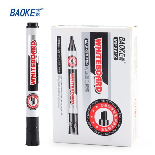 Boock MP3912 whiteboard marker with square tip, refillable, suitable for office and meetings, easy to write and erase, writing pen