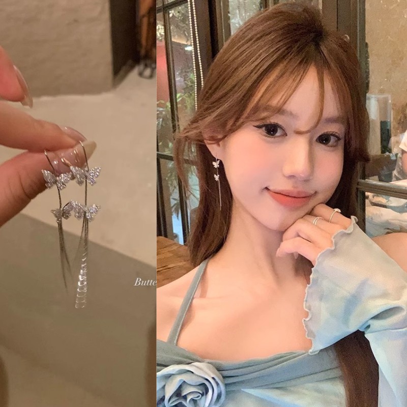 蝴蝶流蘇耳溝設計感高級獨特耳釘輕奢小眾耳環耳飾女
