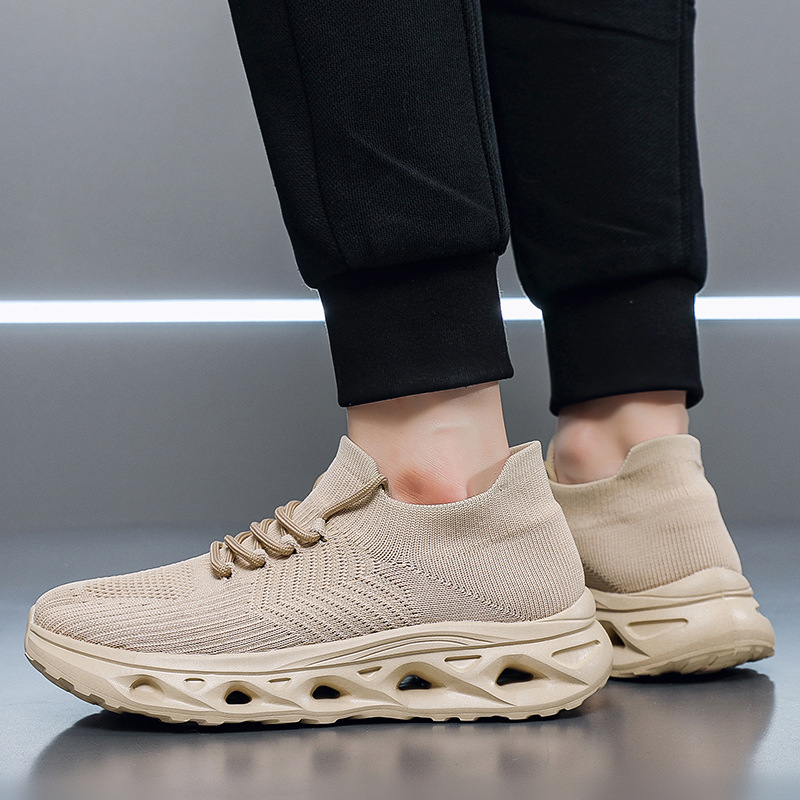 Wide-Foot Versatile Casual Men's Shoes Breathable Mesh Sneakers Wide-Foot Barefoot Shoes Men's Wide Toe Slip-On Fly-Knit Lazy Shoes