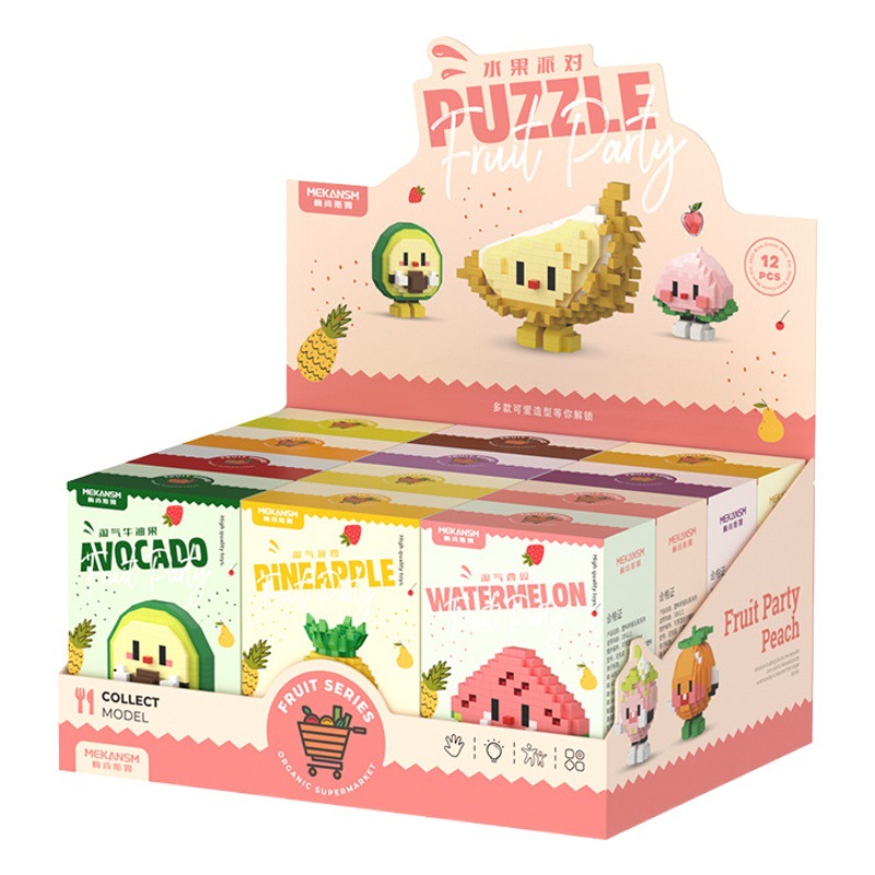 Mekensham fresa fruta muñeca pequeña partícula bloque de construcción de juguete de escritorio decoración transfronteriza al por mayor