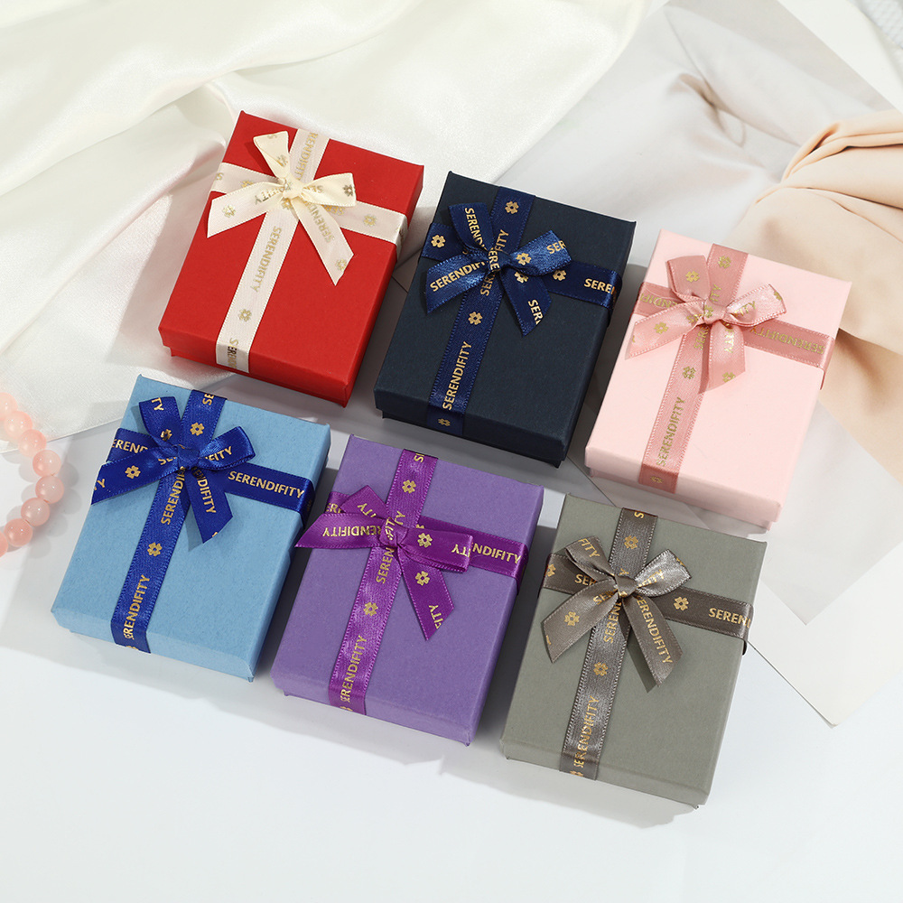Caja de joyería de arco de moda coreana simple caja de embalaje de regalo de alta calidad caja de almacenamiento de collar de pendientes de anillo