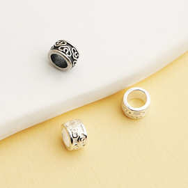 s925祥云车轮珠纯银隔珠手工DIY编绳手链串珠项链桶珠饰品配件