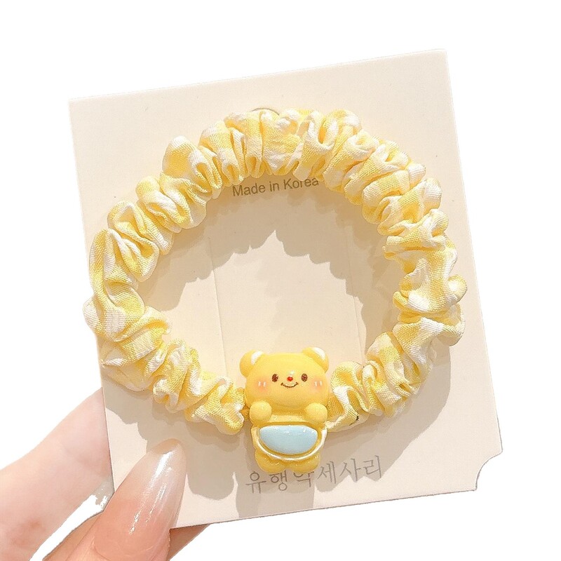 奶黄小熊小肠发圈可爱卡通加粗头绳发饰2025新款法式甜美头饰发绳|undefined