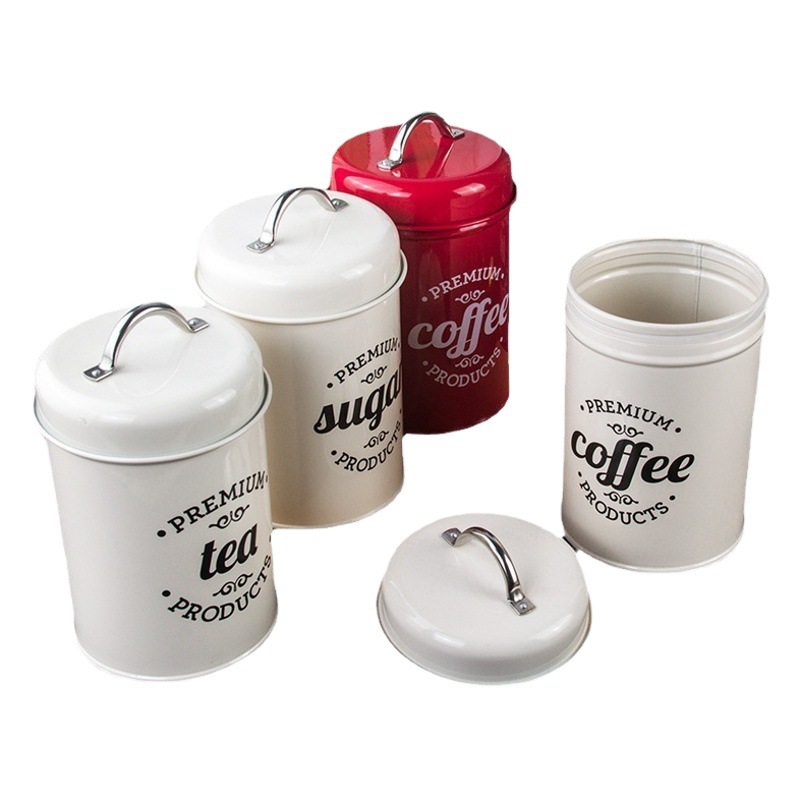 Olla de metal de almacenamiento a prueba de humedad de estilo nórdico con anillo de sello olla de grano de café olla de té de flores merienda semillas de melón olla de azúcar