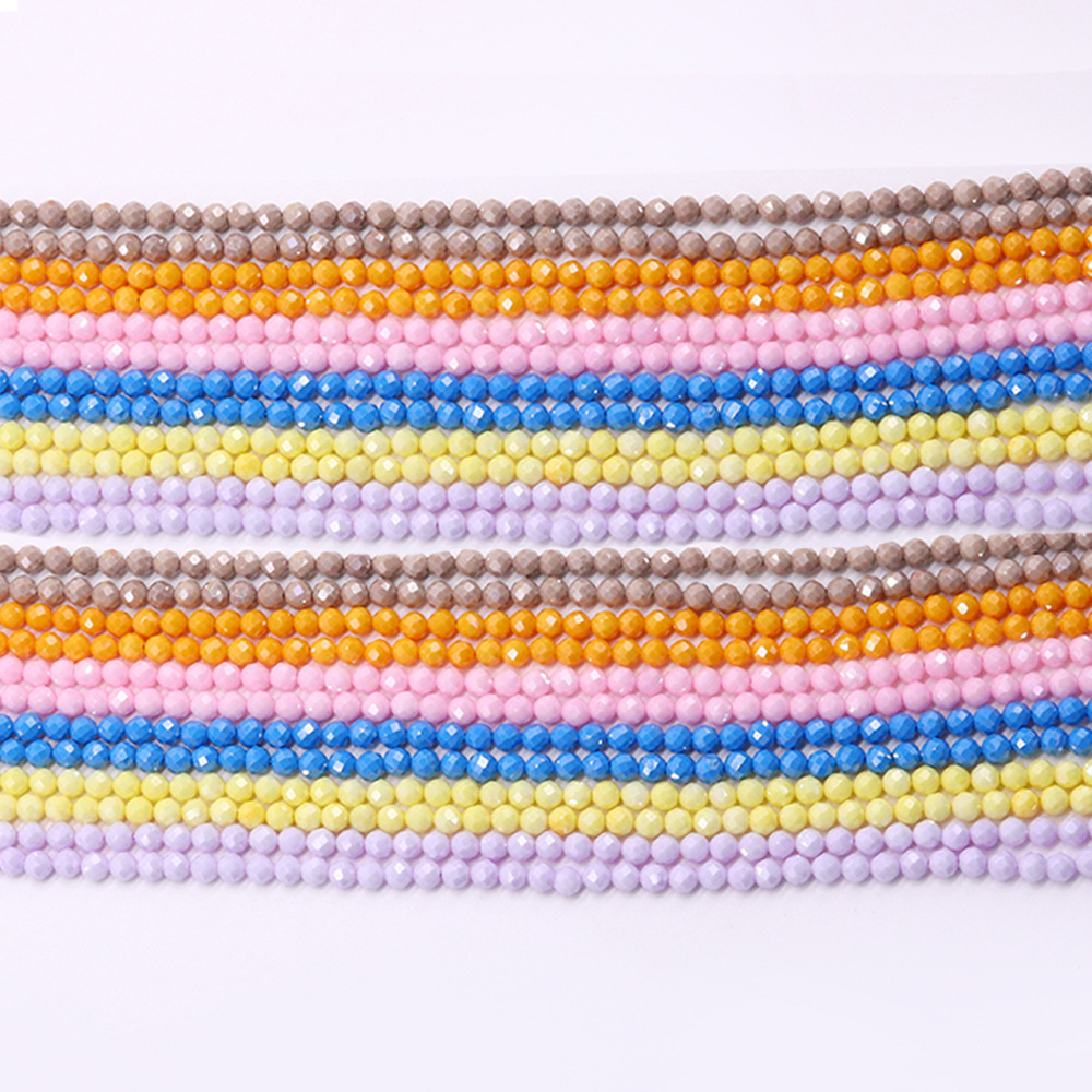 天然石二代松石圆珠形切面直孔串珠 DIY毛衣链饰品项链锁骨链批发