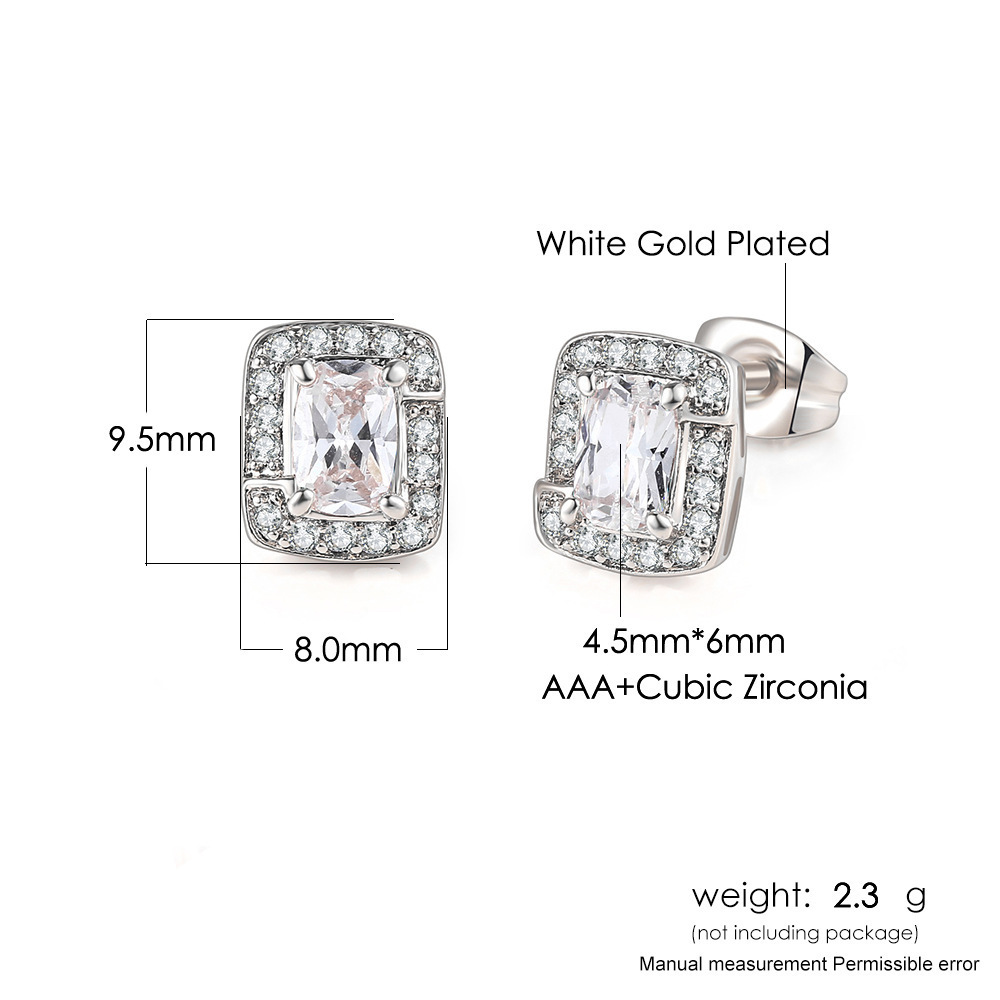 Fashion Square Copper Inlay Zircon Womenu0027S Bracelets Earrings Necklace 3 Piece Set