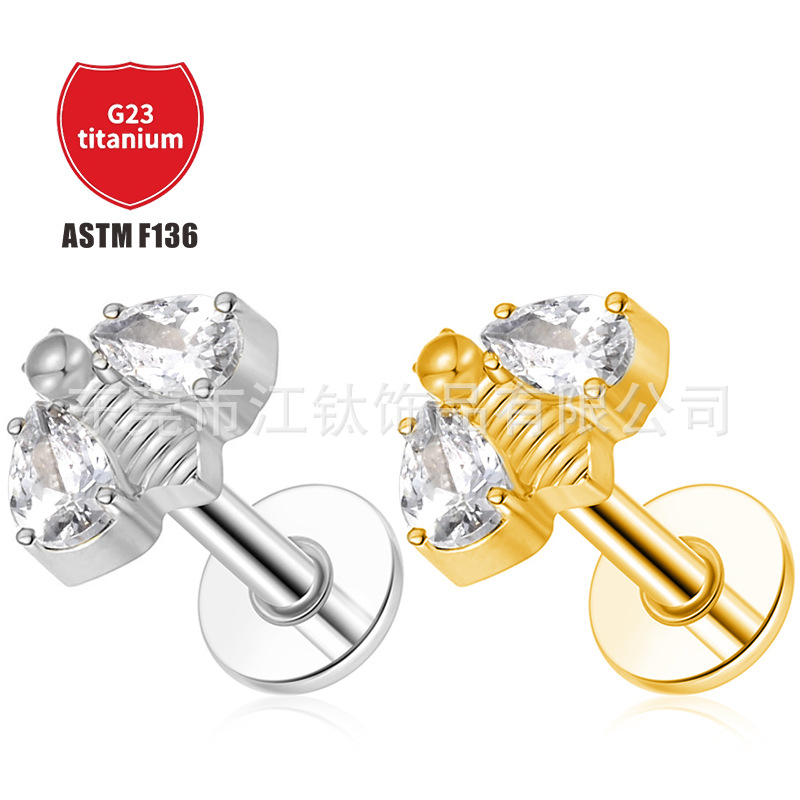 Pointed titanium steel lip stud product view