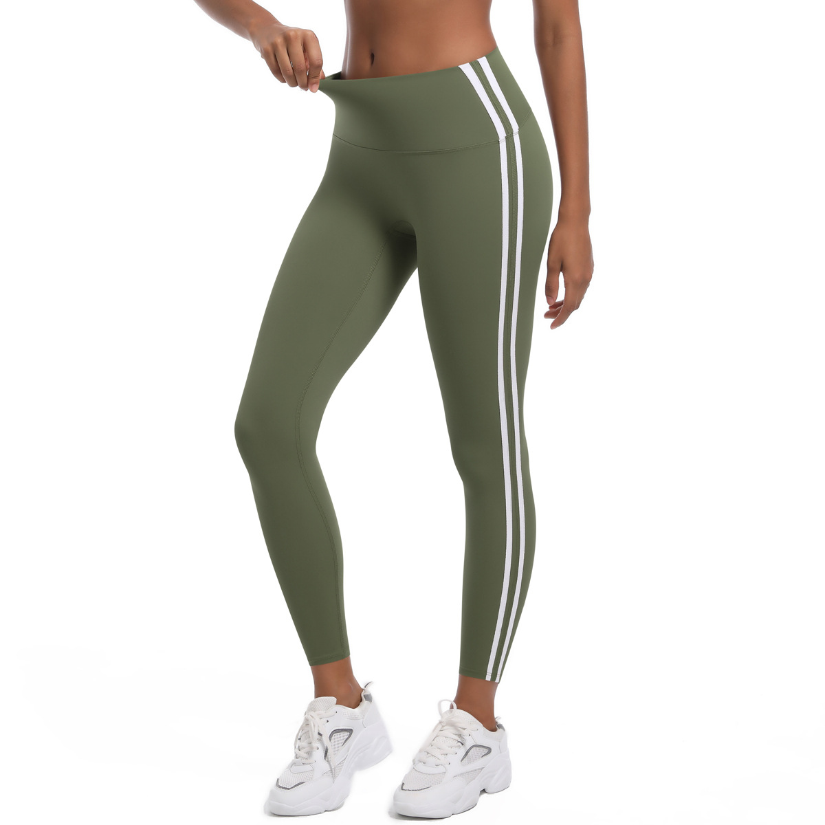 210g Weight Sleeveless Sleeve Length Nylon Fabric Type Short Top Length Leggings Pants Type Running, Sports Occasion Collarless Neckline Stripe Pattern Side Stripe Design Fitness, Sport Style Style Fitness Sport Style Stripe Nylon Collarless Side Stripe Active Bottoms Leggings 55
