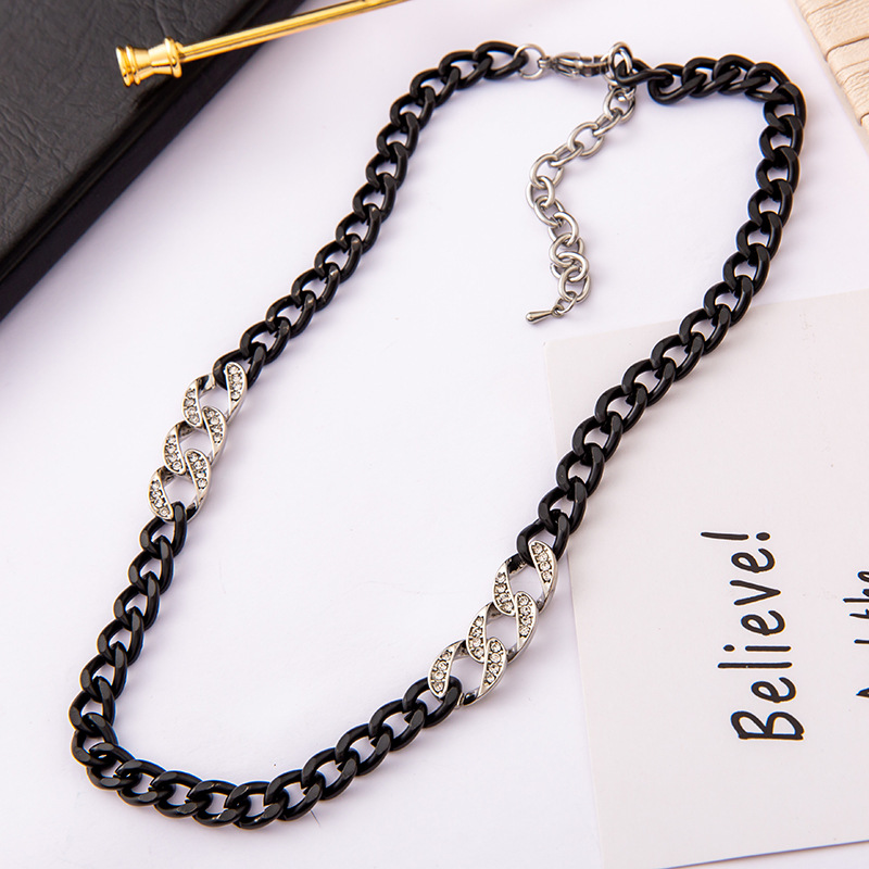 1 Piece Quantity Holiday, Daily Occasion Classic Style Solid Color Titanium Steel Inlay Zircon Men's Chain Necklace Men Chain Necklaces