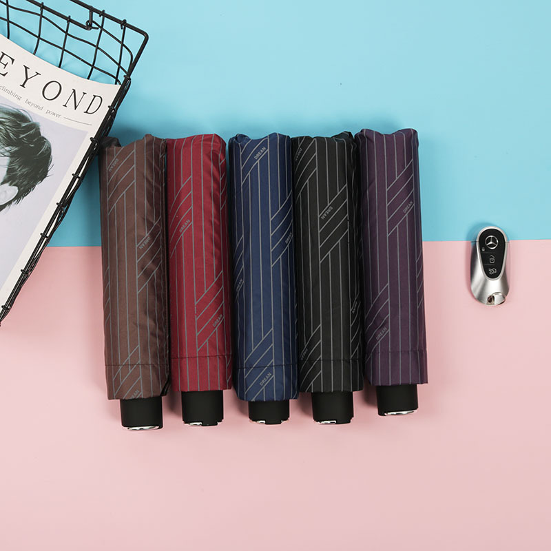 Jia Ping Umbrella 10-Rib Black Coating Letter Stripe Uv Protection Business Umbrella Custom Logo Business Style Portable