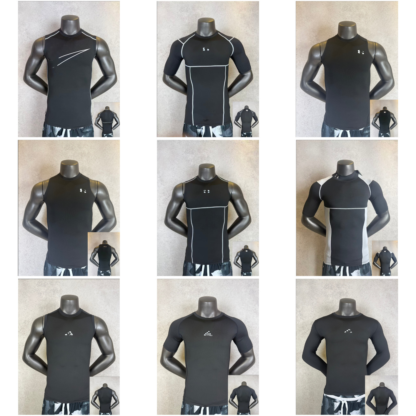 Sports Tights, Long and Short-Sleeved Quick-Drying Running Training Clothes, Basketball Breathable Vests, Fitness High-Elastic T-Shirts, Base Layer Shirts
