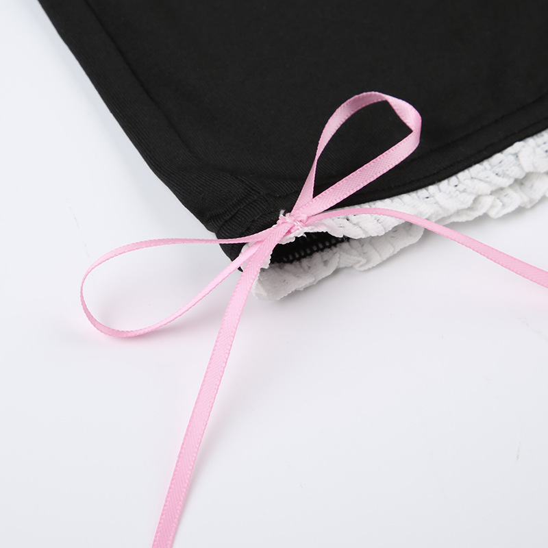 Summer Simplicity Bow Girl Lace Stitching Sexy Tube Top Jumpsuit Shorts