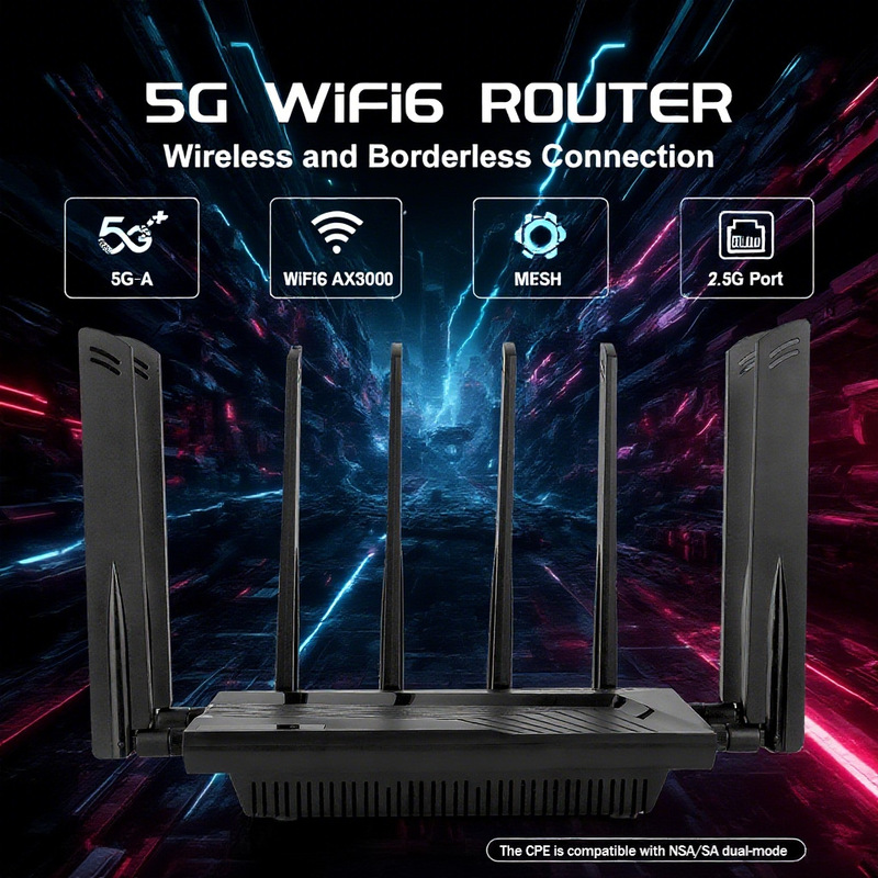5g Qualcomm X75 Router Gigabit Wifi6 Dual-Band 2.5g Network Port Dual Card 4Cc Loading Aggregation Home Dormitory 5g Qualcomm X75 Router Gigabit Wifi6 Dual-Band 2.5g Network Port Dual Card 4Cc Loading Aggregation Home Dormitory
