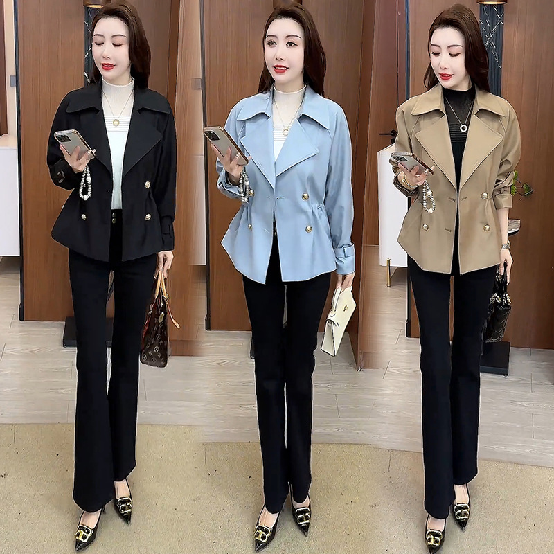 Fashionable Short Trench Coat for Women 2025 Spring and Autumn New Style Stylish Waist-Cinching Slimming Versatile Petite Casual Top