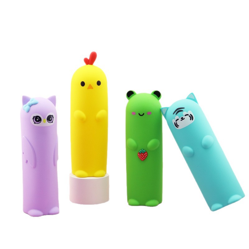 Nuevo animal de dibujos animados bolsa de lápices de silicona estudiante bolsa de papelería de almacenamiento de gran capacidad