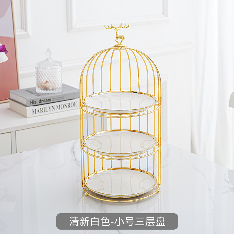 Estilo nórdico cerámica multi-capa plato de fruta sala de estar tarde té postre mesa de postre bandeja de la torta de lujo ligero soporte de exhibición