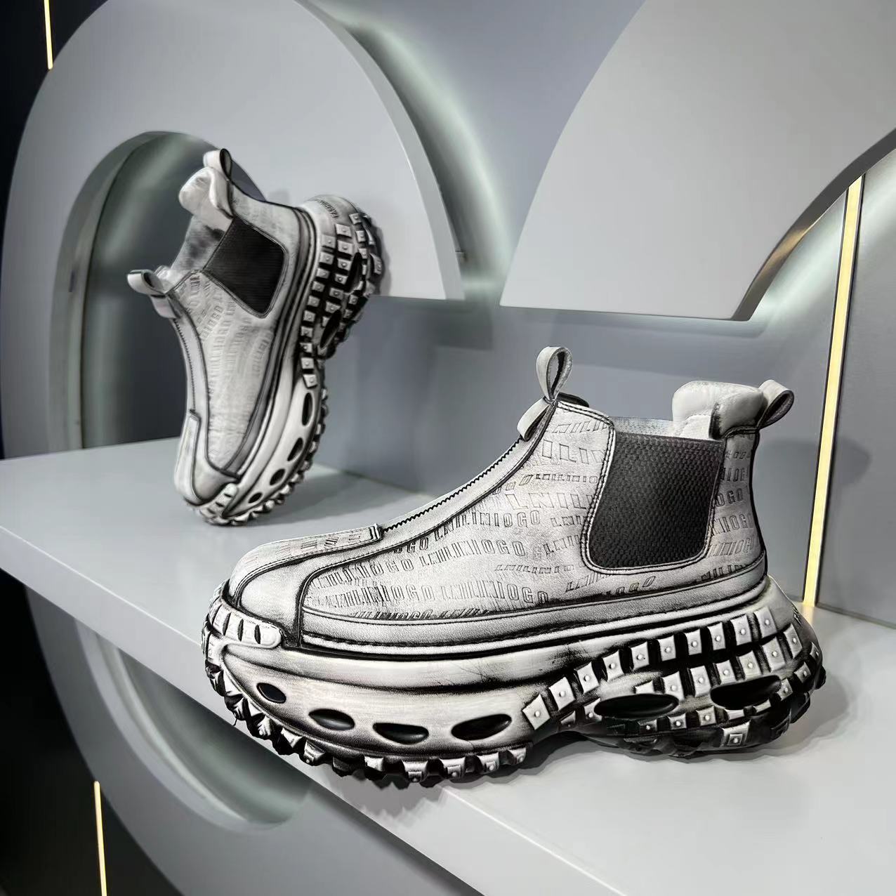 Men's Shoes High-top Retro Torre Shoes 2024 Autumn New Thick-soled Tire Shoes Men's Increased Casual Old sneaker