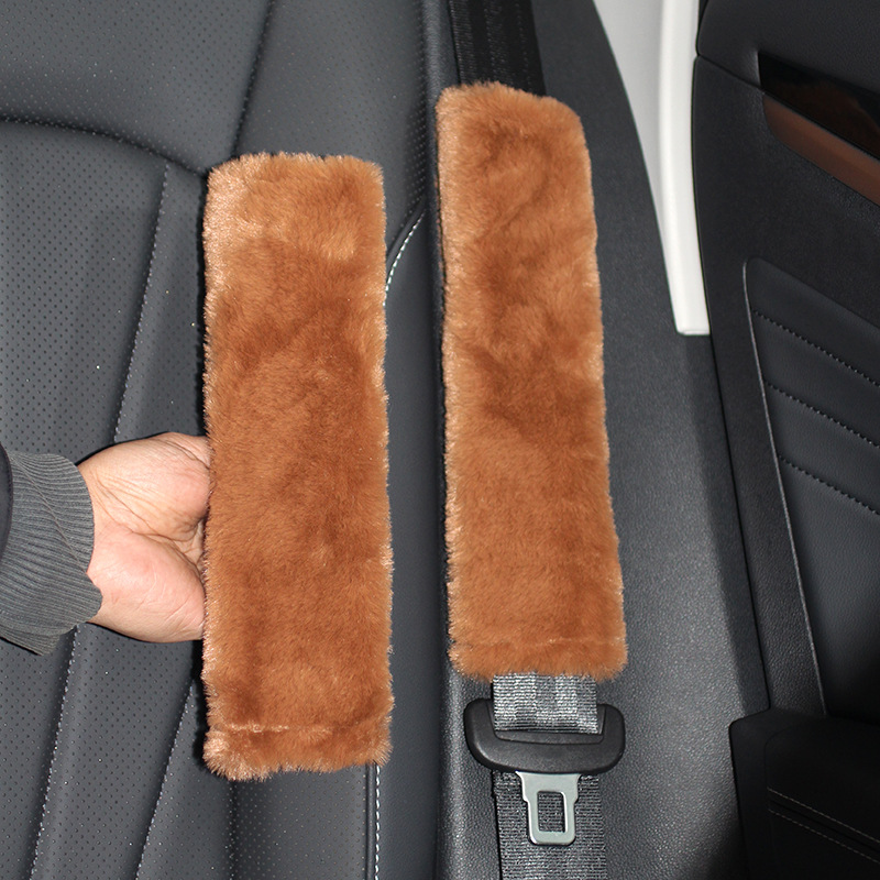 Imitation Rabbit Fur Seatbelt Shoulder Pads, Imitation Wool Car Accessories, Winter Plush Seatbelt Covers, Car Interior Accessories