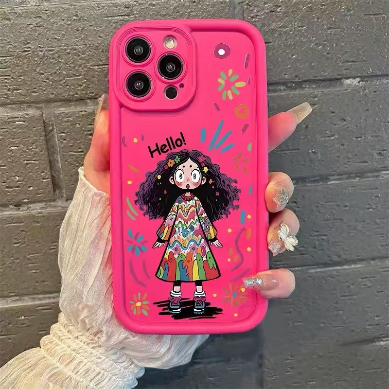 Esmeril-rosa rojo-rizado chica