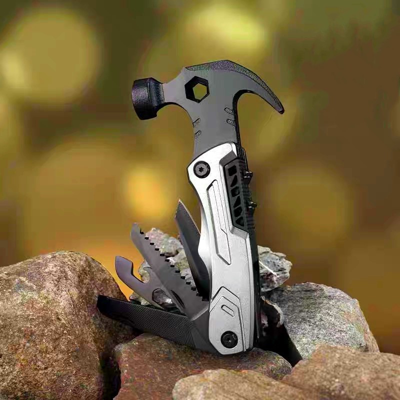 跨境多功能羊角锤户外露营随身便携组合工具居家应急锤子折叠工具