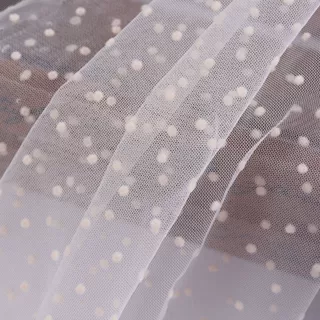 【加工定制】QQ点子植绒网纱锦纶面料 童装婚纱礼服蕾丝网纱网布