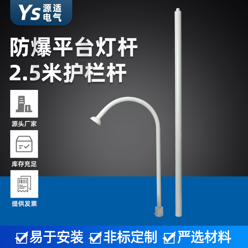 防爆平台灯杆 2.5米护栏式灯杆 防爆路灯杆 法栏式防爆平台灯杆