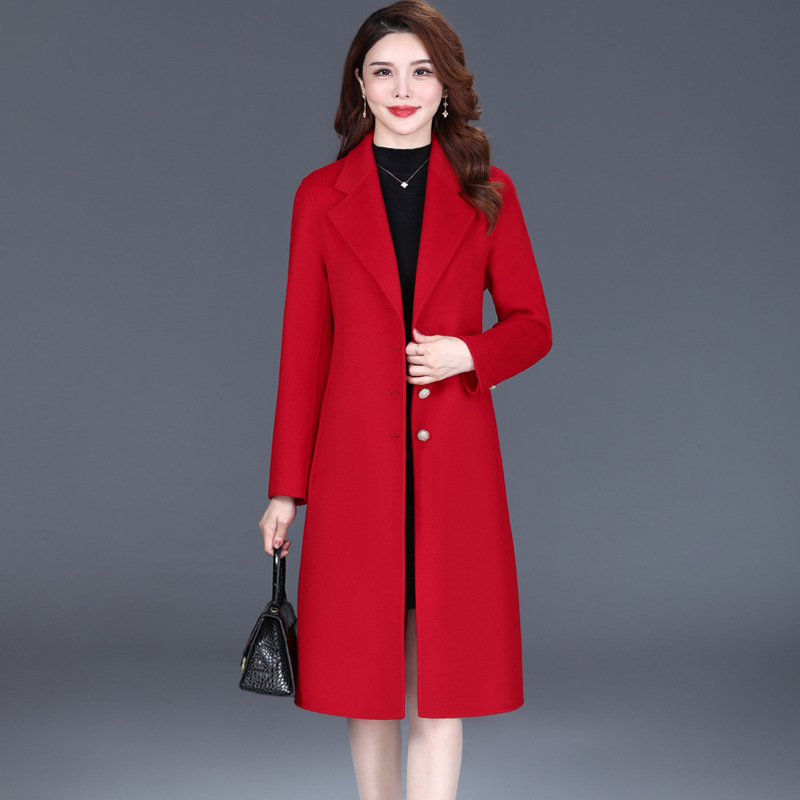 双面羊绒大衣女中长款2025年新款韩版气质毛呢外套妈妈羊毛双面绒