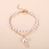 Retro brand accessory, small design ankle bracelet from pearl, European style, simple and elegant design
