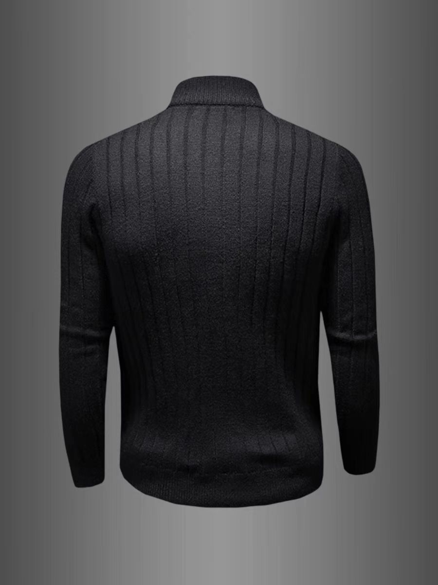 Knitted Cardigan For Men With Stand Up Collar And Button Detail_voghion.com