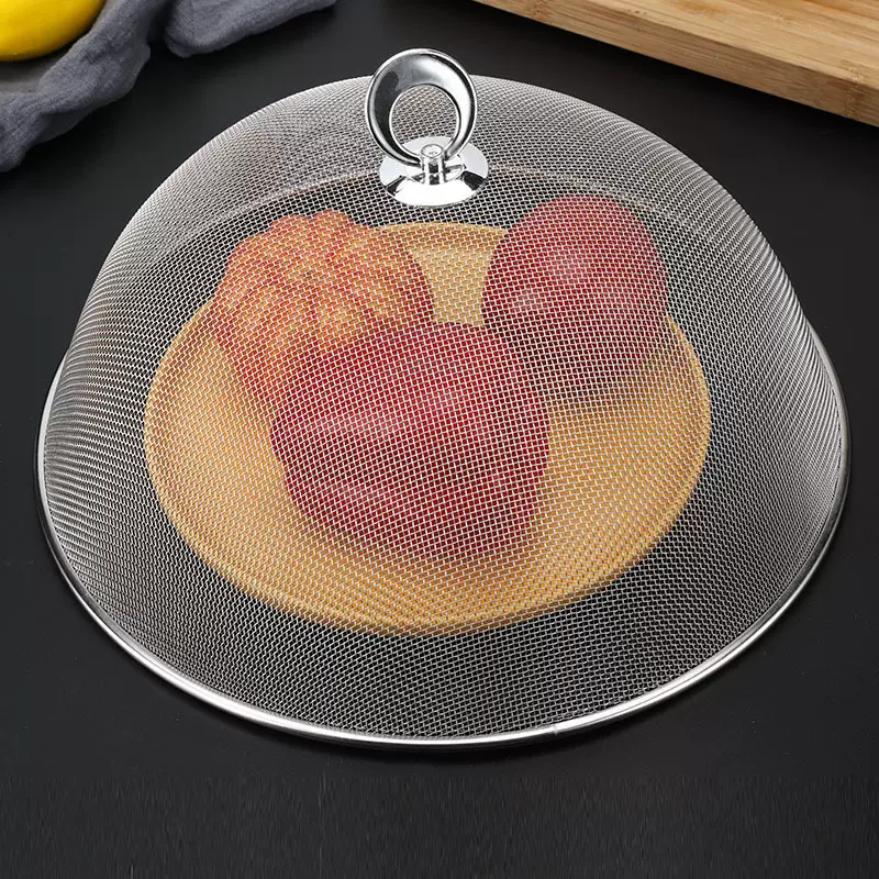 新款简约不锈钢食物饭菜罩家用轻便易收纳餐桌防蚊苍圆形菜盖罩子