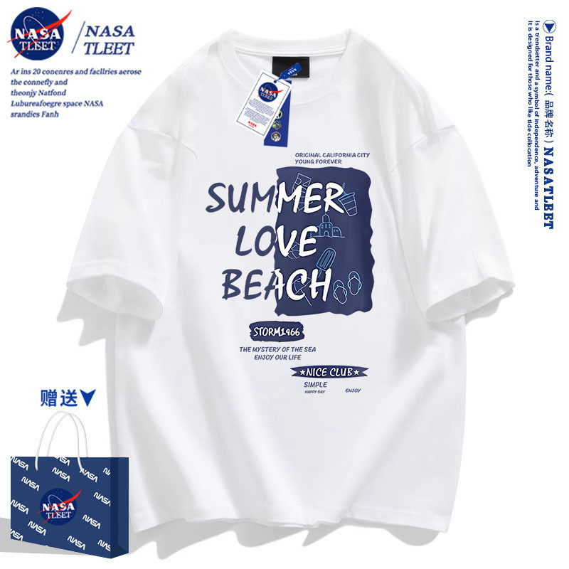 Nasa Co-Branded Boys and Girls Casual Sports Cotton Short-Sleeved T-Shirts Summer New Tops Couple Clothes Trendy and Cool Nasa Co-Branded Boys and Girls Casual Sports Cotton Short-Sleeved T-Shirts Summer New Tops Couple Clothes Trendy and Cool