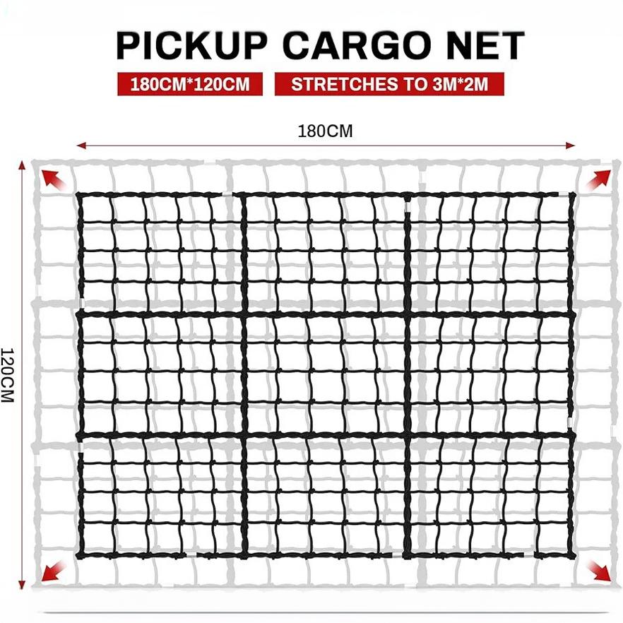 Red de Carga para Techo de Camioneta 3'x 4' y 6'x 8' de Cuerda de Goma para Equipaje image 2