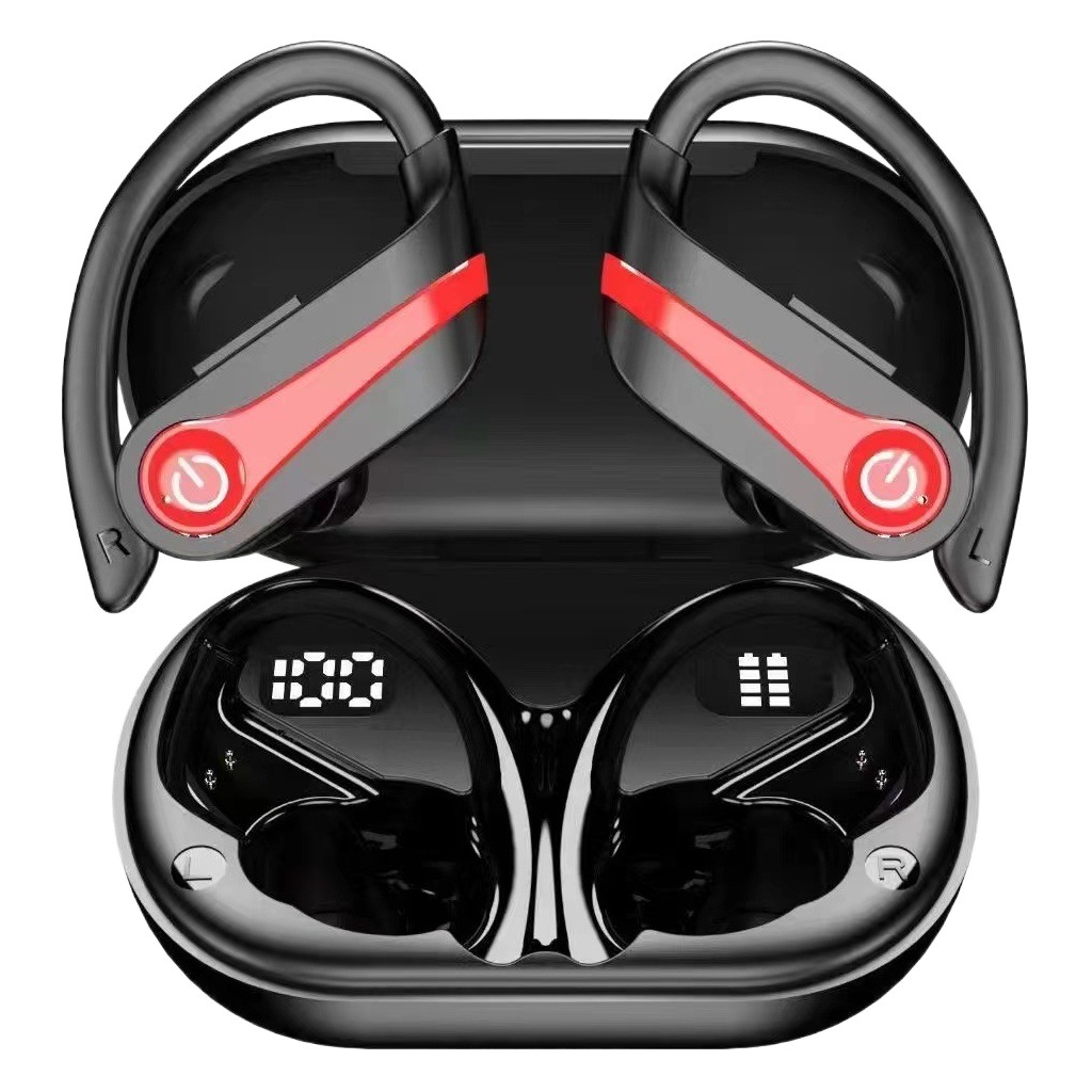 Auriculares inalámbricos Bluetooth Q63 de Amazon, populares para traducción por IA, estilo deportivo con gancho para la oreja, cancelación de ruido, batería de ultra larga duración