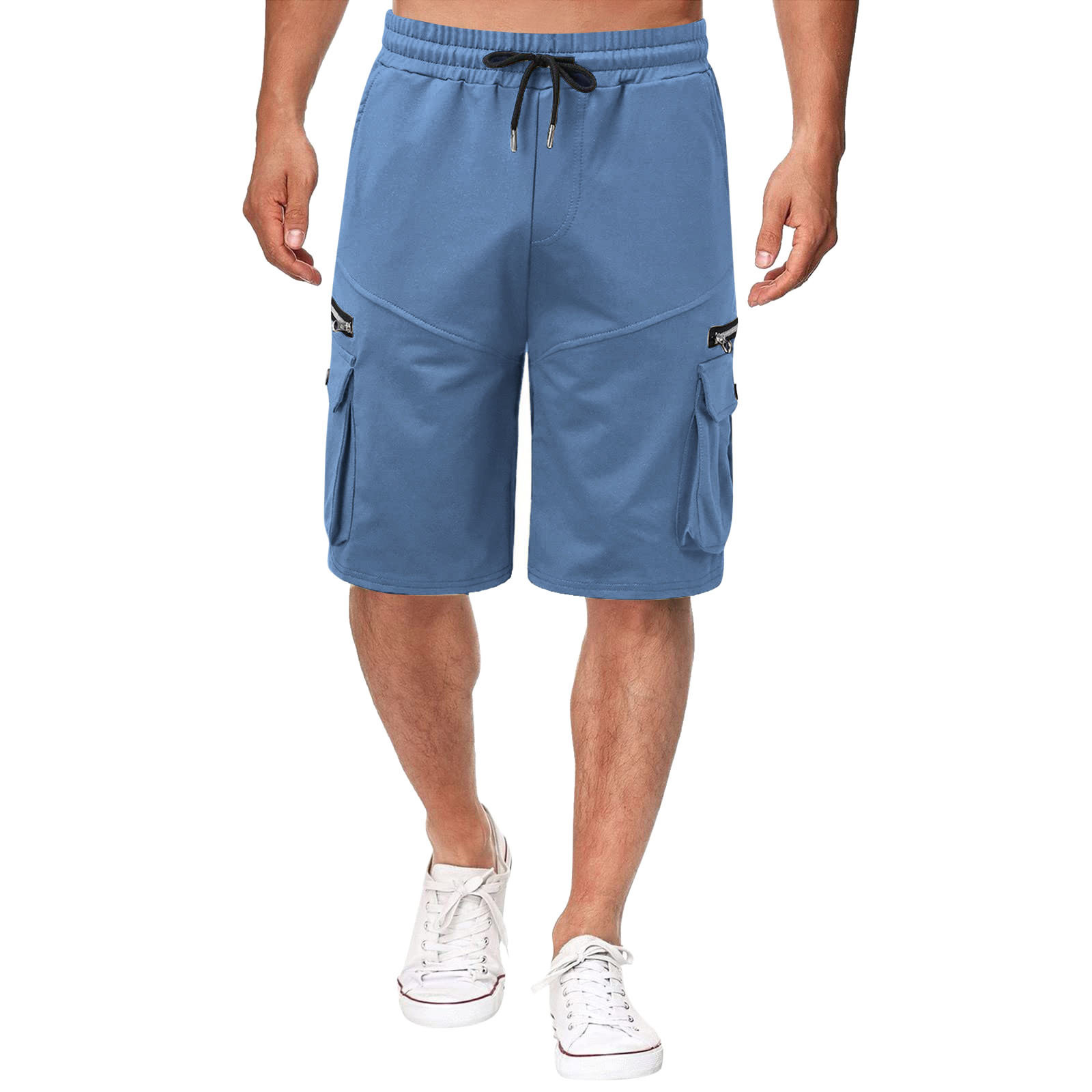 Herr sommar arbetsshorts i bomull, lös passform casual_voghion.com