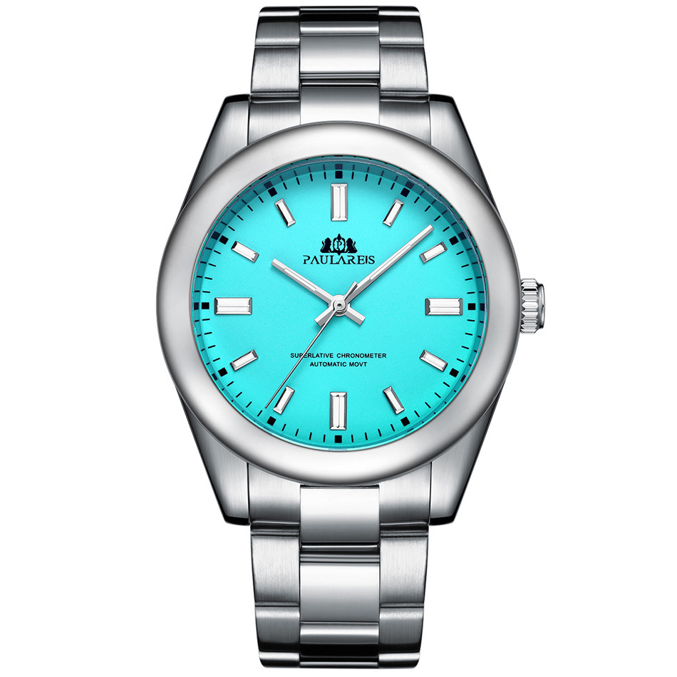 Fully Automatic Mechanical Luminous Steel Band Red Yellow Blue Green Colorful Men's Watch AUTOMATIC WATCH_voghion.com