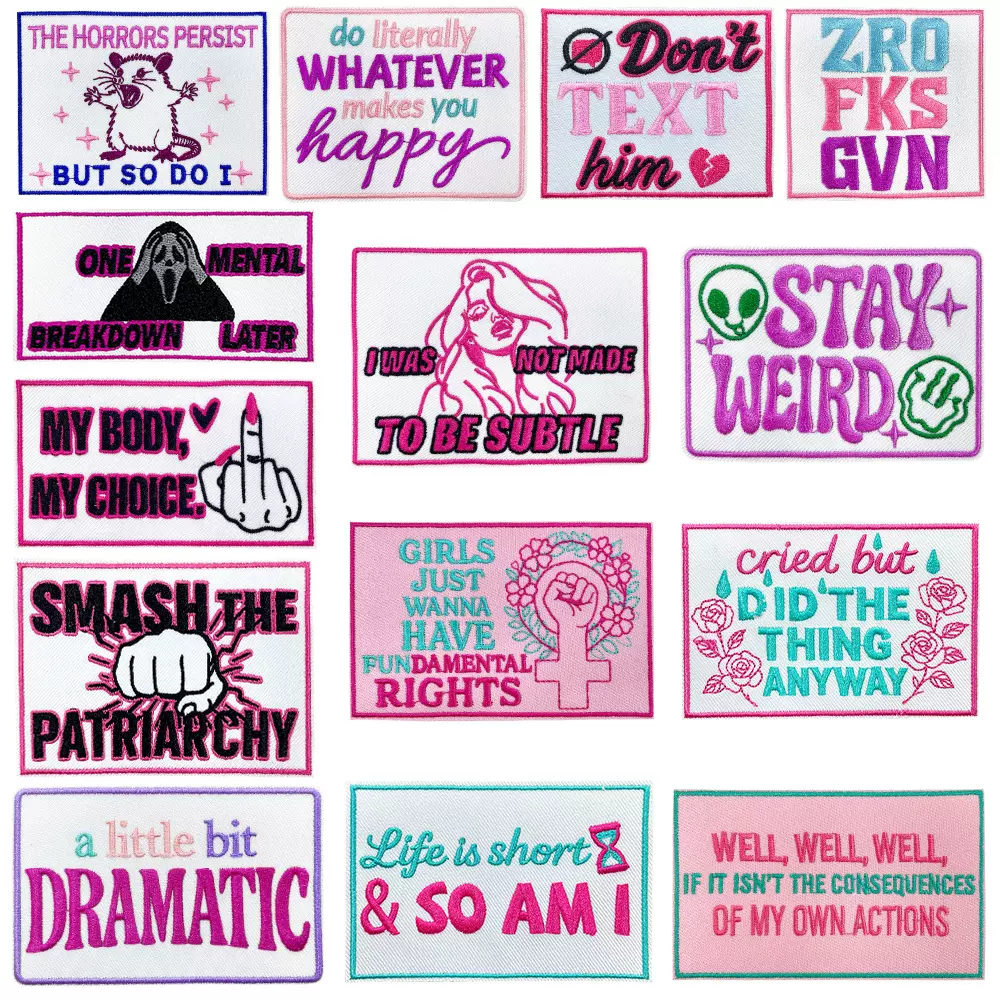 讽刺复古波普女孩语录俏皮有趣的回应巡回赛风格Y2K千禧年布贴2