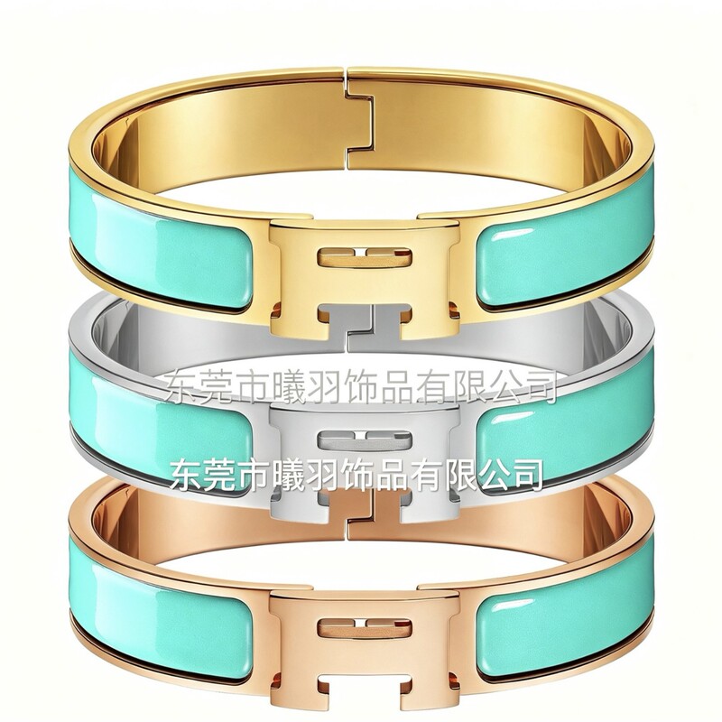 Cross-Border Popular Letter H Bracelet in 27 Colors, Enamel Furnace-Plated 18K Gold Rose Gold Couple's Titanium Steel in 27 Colors Cross-Border Popular Letter H Bracelet in 27 Colors, Enamel Furnace-Plated 18K Gold Rose Gold Couple's Titanium Steel in 27 Colors
